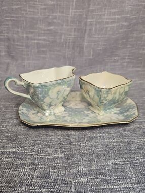 Vintage Royal Winton Blue Brocade Chintz 3 Pc Set